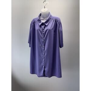 Only Necessities Button Up Blouse Plus Size 2X Purple Short Sleeve